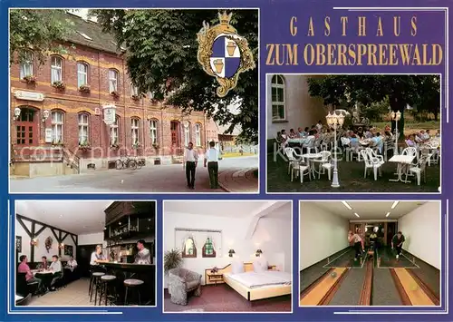 AK / Ansichtskarte Neu_Zauche Gasthaus Zum Oberspreewald Bar Zimmer Terrasse Kegelbahn Neu_Zauche