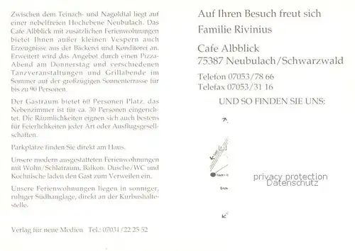 AK / Ansichtskarte Neubulach Cafe Albblick Kaminzimmer Gaestezimmer Gaststube Rivinius Neubulach