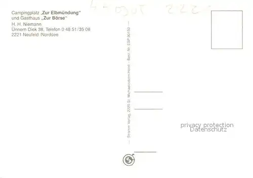 AK / Ansichtskarte Neufeld_Dithmarschen Campingplatz Zur Elbmuendung Gasthaus Zur Boerse Fischereihafen Fischkutter Neufeld Dithmarschen