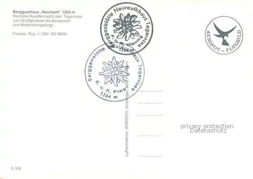 AK / Ansichtskarte Neureuth_Tegernsee Berggasthaus Neureuth Fliegeraufnahme Neureuth Tegernsee