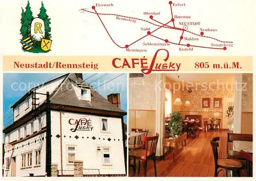 AK / Ansichtskarte Neustadt_Rennsteig Cafe Lusky Gastraum Neustadt_Rennsteig