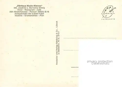 AK / Ansichtskarte Niederkleveez Faehrhaus Niederkleveez Terrasse Anlegebruecke Niederkleveez