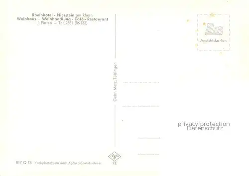 AK / Ansichtskarte Nierstein_Rhein Rheinhotel Weinhaus Freiterrasse Nierstein_Rhein