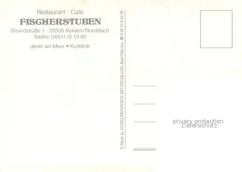 AK / Ansichtskarte Norden_Norddeich_Ostfriesland Restaurant Cafe Fischerstuben Norden_Norddeich