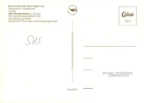 AK / Ansichtskarte Norderhafen Strandcafe Halligblick Gaestehaus Thode Gaststube  Norderhafen