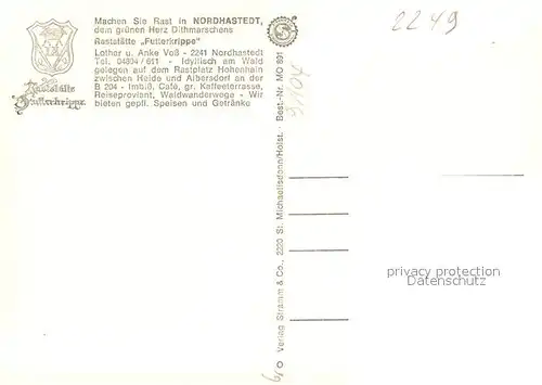 AK / Ansichtskarte Nordhastedt Raststaette Futterkrippe Gastraeume Freiterrasse Nordhastedt