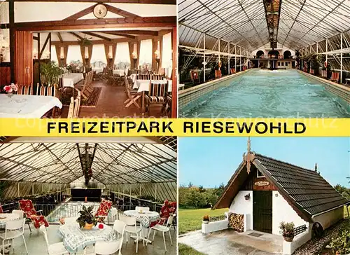 AK / Ansichtskarte Nordhastedt Freizeitpark Riesewohld Gastraeume Hallenwellenbad Bungalow Nordhastedt