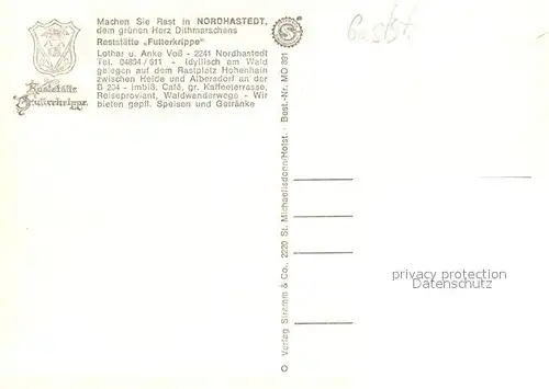 AK / Ansichtskarte Nordhastedt Raststaette Futterkrippe  Gastraeume Freiterrasse Nordhastedt