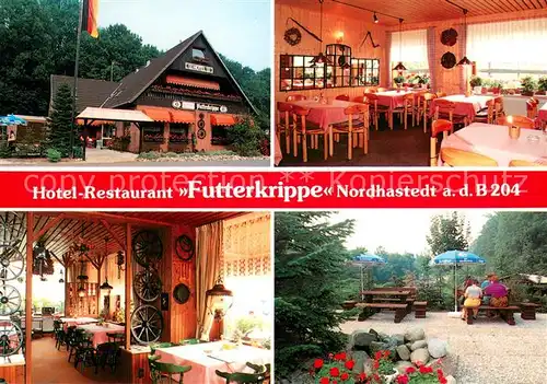AK / Ansichtskarte Nordhastedt Hotel Restaurant Futterkrippe Gastraeume Gartenterrasse Nordhastedt