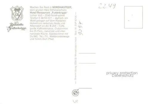 AK / Ansichtskarte Nordhastedt Hotel Restaurant Futterkrippe Gastraeume Freiterrasse Nordhastedt