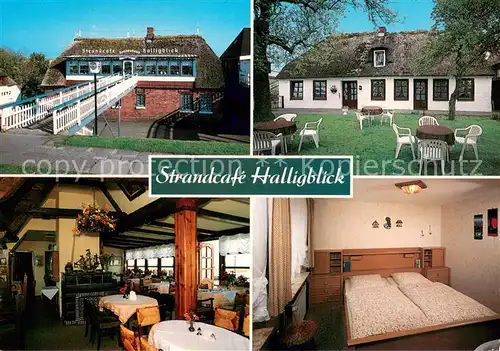 AK / Ansichtskarte Nordstrand Strandcafe Halligblick Garten Gastraum Zimmer Nordstrand