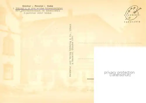 AK / Ansichtskarte Oberharmersbach Gasthof Pension zur Stube zu Sternen und den drei Schweinskoepfen Oberharmersbach