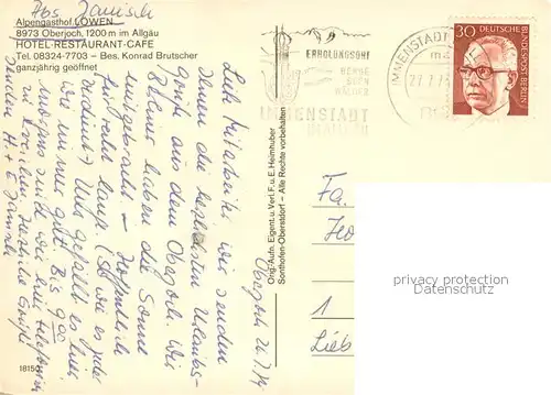 AK / Ansichtskarte Oberjoch Alpengasthof Loewen Gastraeume Oberjoch