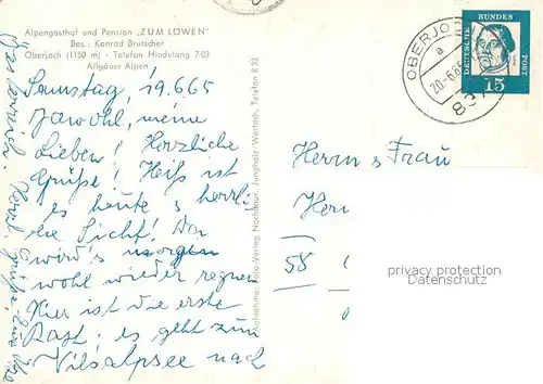 AK / Ansichtskarte Oberjoch Alpengasthof Pension Zum Loewen Oberjoch