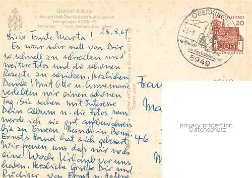 AK / Ansichtskarte Oberkirchen_Sauerland Gasthof Schuette Oberkirchen_Sauerland