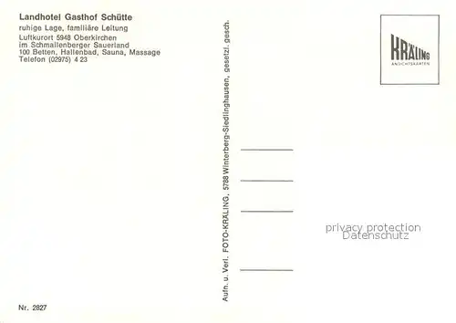 AK / Ansichtskarte Oberkirchen_Sauerland Landhotel Gasthof Schuette Oberkirchen_Sauerland