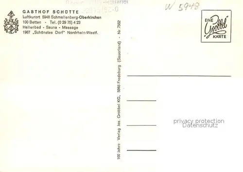 AK / Ansichtskarte Oberkirchen_Sauerland Gasthof Schuette Garten Schwimmbad Oberkirchen_Sauerland