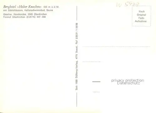 AK / Ansichtskarte Oberkirchen_Sauerland Berghotel Hoher Knochen Restaurant Oberkirchen_Sauerland