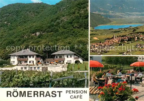 AK / Ansichtskarte Oberplanitzing Pension Cafe Roemerrast Terrasse Fernsicht Kalterer See 