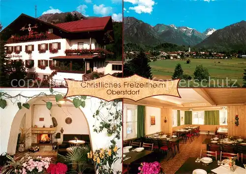 AK / Ansichtskarte Oberstdorf Christl Freizeitheim Kaminzimmer Gaststube Panorama Oberstdorf