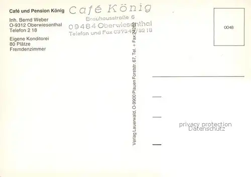 AK / Ansichtskarte Oberwiesenthal_Erzgebirge Cafe Pension Koenig Gastraeume Seilbahn Oberwiesenthal Erzgebirge