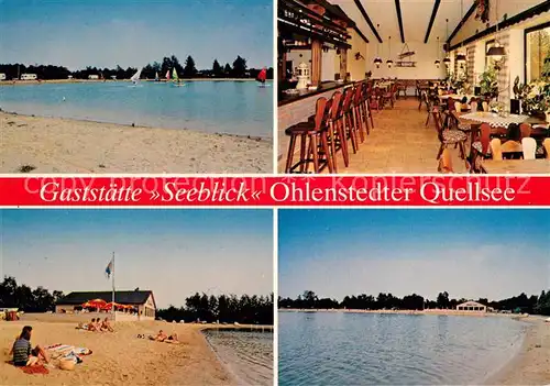 AK / Ansichtskarte Ohlenstedt Gaststaette Seeblick Gastraum Bar Strand Ohlenstedt