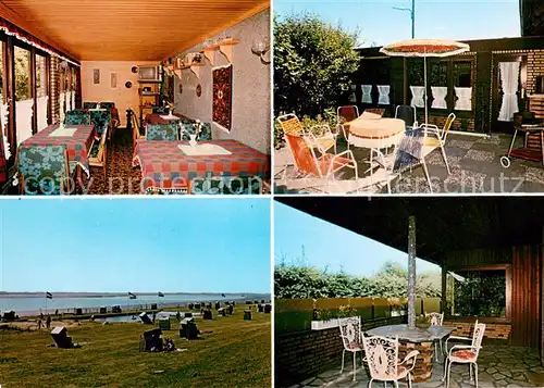 AK / Ansichtskarte Olversum Pension Zum Wikinger Gaststube Terrasse Strand Olversum