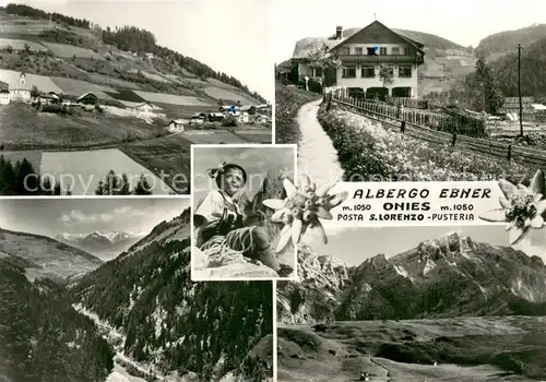 AK / Ansichtskarte Onies_San_Lorenzo Albergo Ebner Gasthaus Landschaftspanorama Pustertal Alpen Enzian 
