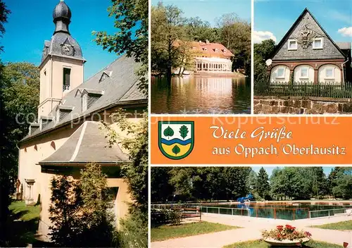 AK / Ansichtskarte Oppach Kirche Hotel Schwimmbad Oppach