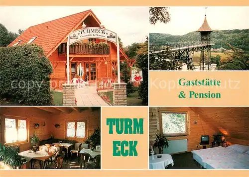 AK / Ansichtskarte Ostrau_Bad_Schandau Gaststaette Pension Turmeck Gaststube Zimmer Ostrau_Bad_Schandau