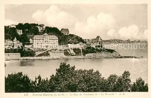 AK / Ansichtskarte Perros Guirec La Baie de Trestraou et La Roseraie Perros Guirec