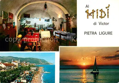 AK / Ansichtskarte Pietra_Ligure Ristorante Bar al Midi Riviera della Palme Sonnenuntergang Segeln Pietra Ligure