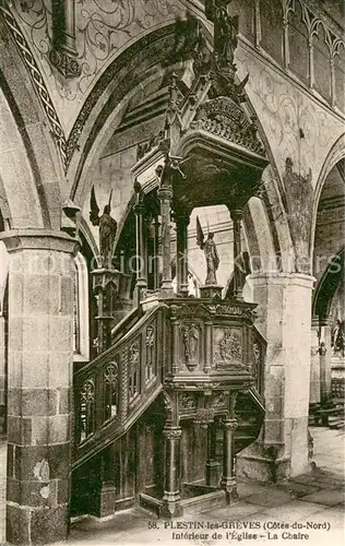 AK / Ansichtskarte Plestin les Greves Interieur de l eglise la chaire Plestin les Greves