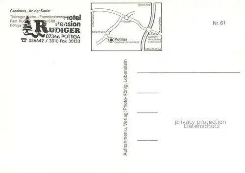 AK / Ansichtskarte Pottiga Gasthaus An der Saale Brunnen Gaststube Panorama Pottiga