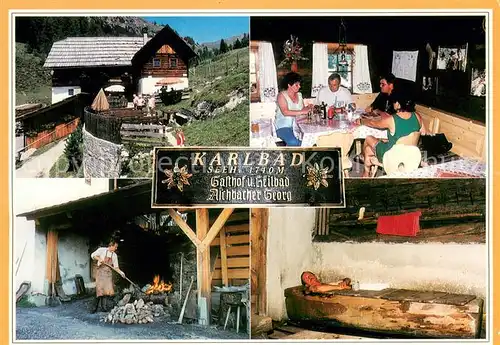 AK / Ansichtskarte Radenthein Karlbad Gasthof und Heilbad Gaststube Badewanne Feuerstelle Radenthein