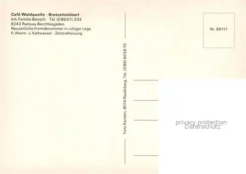 AK / Ansichtskarte Ramsau_Berchtesgaden Cafe Waldquelle Brotzeitstueberl Cafe Garten Ramsau Berchtesgaden