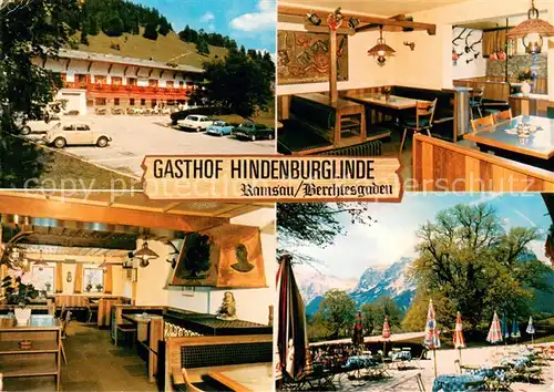 AK / Ansichtskarte Ramsau_Berchtesgaden Gasthaus Cafe Hindenburglinde Gastraeume Terrasse Ramsau Berchtesgaden