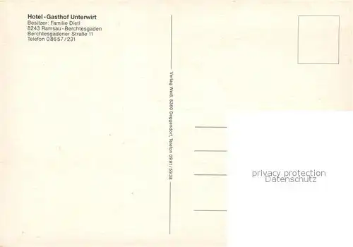 AK / Ansichtskarte Ramsau_Berchtesgaden Hotel Gasthof Unterwirt Gastraum Kirche  Ramsau Berchtesgaden