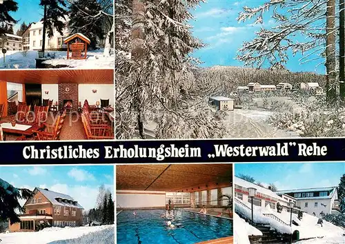 AK / Ansichtskarte Rehe_Westerwald Stiftung Christl Erholungsheim Westerwald Gastraum Hallenbad Rehe_Westerwald