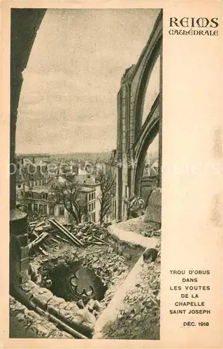Reims_Champagne_Ardenne Cathedrale Trou dObus les vouetes de la Chapelle Saint Joseph Reims_Champagne_Ardenne