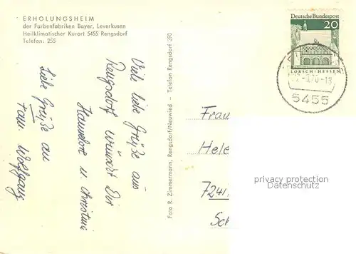Rengsdorf Erholungsheim der Farbenfabriken Bayer Leverkusen Rengsdorf