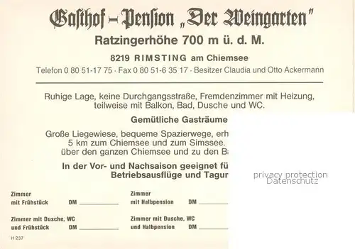 Rimsting Gasthof Pension Der Weingarten Rimsting