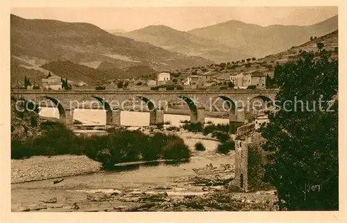 Roquebrun Le Vieux Moulin la Chaussee et le Pont sur l Orb Roquebrun
