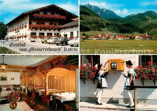 Rottau_Chiemgau Gasthof zum Messerschmied Gedererwand Gaststube Trachtenmaedchen Rottau Chiemgau