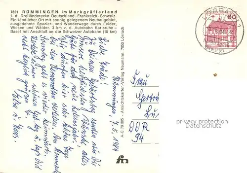 Ruemmingen Panorama Markgraeflerland Ortsmotive Kirche Ruemmingen