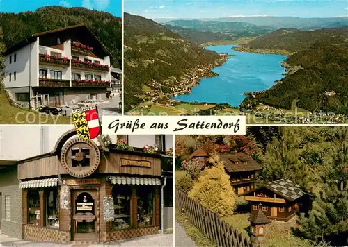 Sattendorf Schatztruhe Minimundus von Sattendorf Gaestehaus Haus Gaertner Ossiacher See Fliegeraufnahme Sattendorf