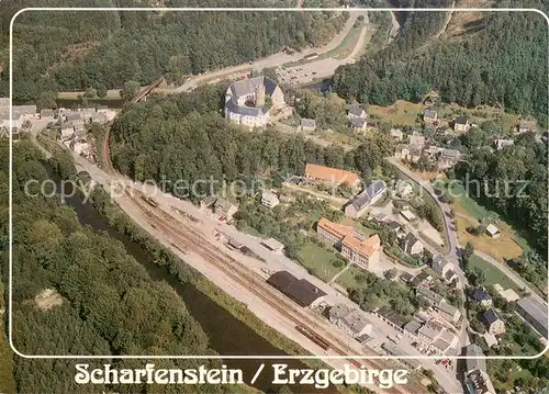 Scharfenstein_Erzgebirge Fliegeraufnahme mit Burg Scharfenstein Scharfenstein_Erzgebirge