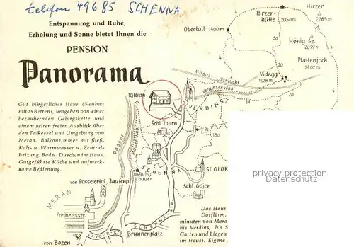 Schenna_Meran Pension Panorama Landkarte Schenna Meran