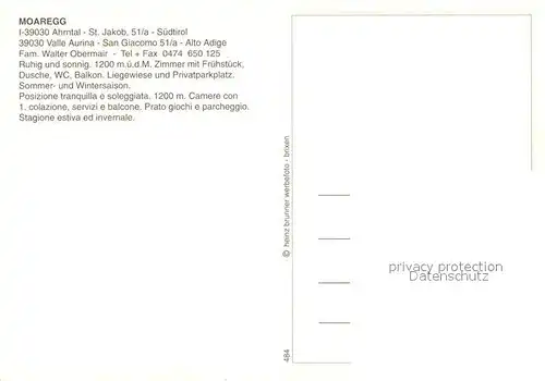 St_Jakob_Ahrntal Gaestehaus Pension Garni Moaregg St_Jakob_Ahrntal