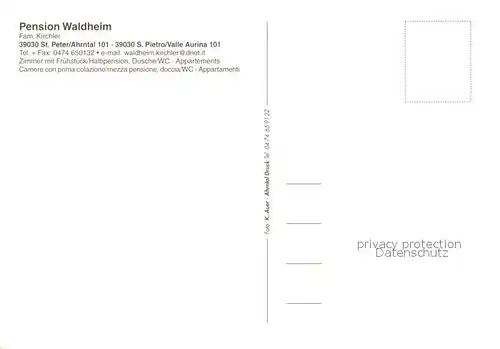 St_Peter_Ahrntal Pension Waldheim St_Peter_Ahrntal